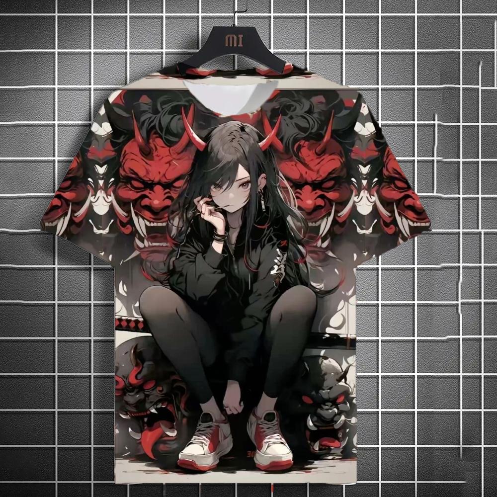 Japanese Style Samurai Katana Girl T-Shirts 3D Print Personality Anime T shirt Men/Women Short Sleeve Top Fashion Men's Clothing