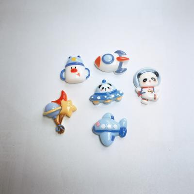 100pcs Kawaii Cartoon Panda Astronaut Flying Saucer Flatback Resin Cabochons Crafts DIY Slime Charms Headwear Accessories