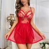 Sexy Sexy Deep V Low Cut Temptation Pajamas Backless Solid Color Comfortable Suspender Skirt Loungewear Set