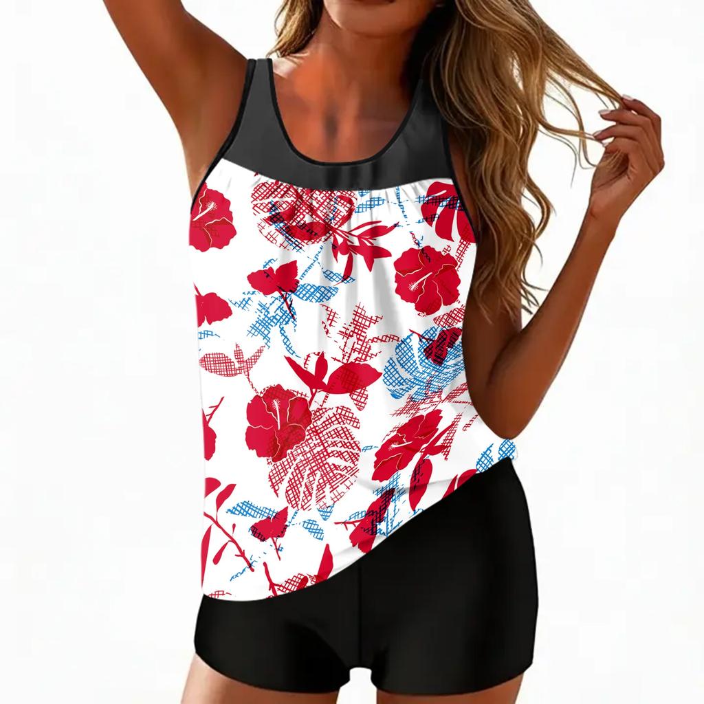 Women's Bohemian Print Split Swimsuit Sport Swimsuit