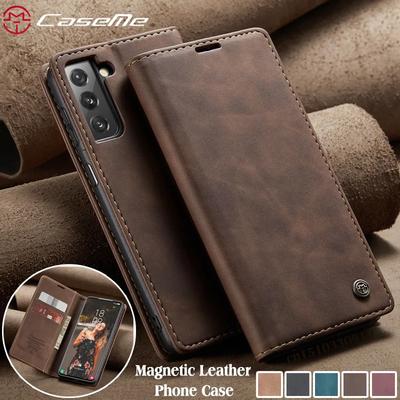CaseMe Magnetische Flip Leder Handyhülle Für Samsung Galaxy S25 FE S25 Edge S24 Plus S23 S22 S21 Ultra S20 S10 Brieftasche Kartenhalter Tasche Cover Coque