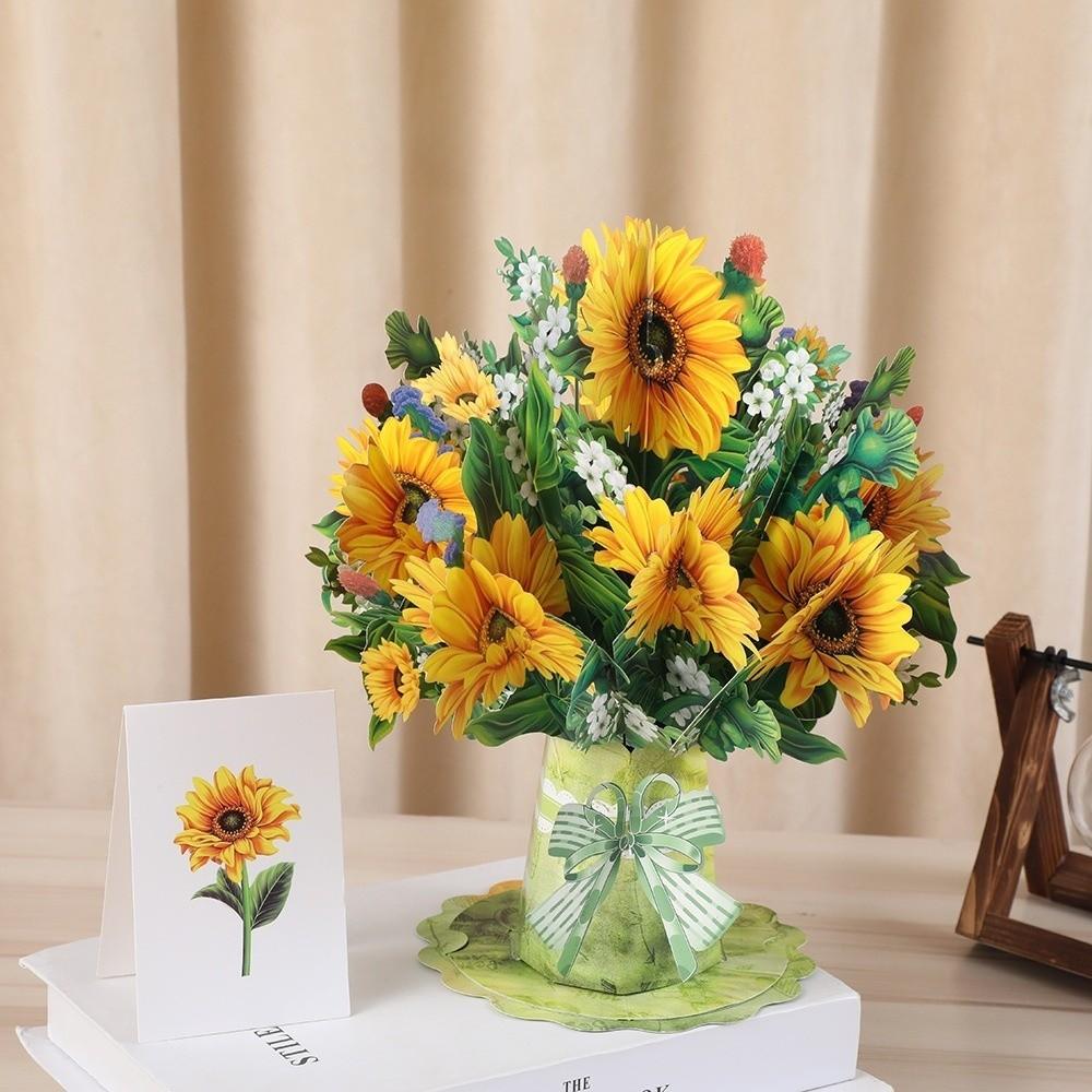 Auguri di Grazie Design 3D Card Pop-Up Fiore Pop-Up Qualità Premium Card Flora Mazzo di Fiori Card Mazzo Festa della Mamma