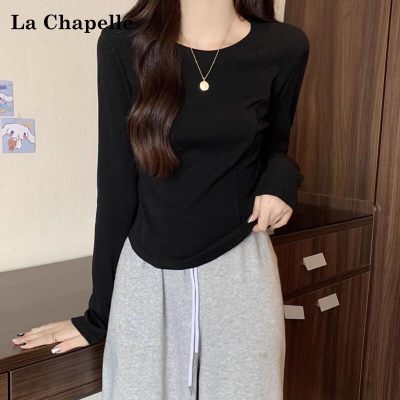 La Chapelle Women s Round Neck Long Sleeve T-Shirt with Fishbone Hem 2XL