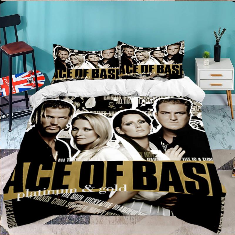 3-teiliges Ace Base Bettwäsche-Set, inklusive 1 Bettbezug und 2 Kissenbezügen. Perfekt für Schlafzimmer, Wohnheim, Große Größe Fan Weihnachtsgeschenk