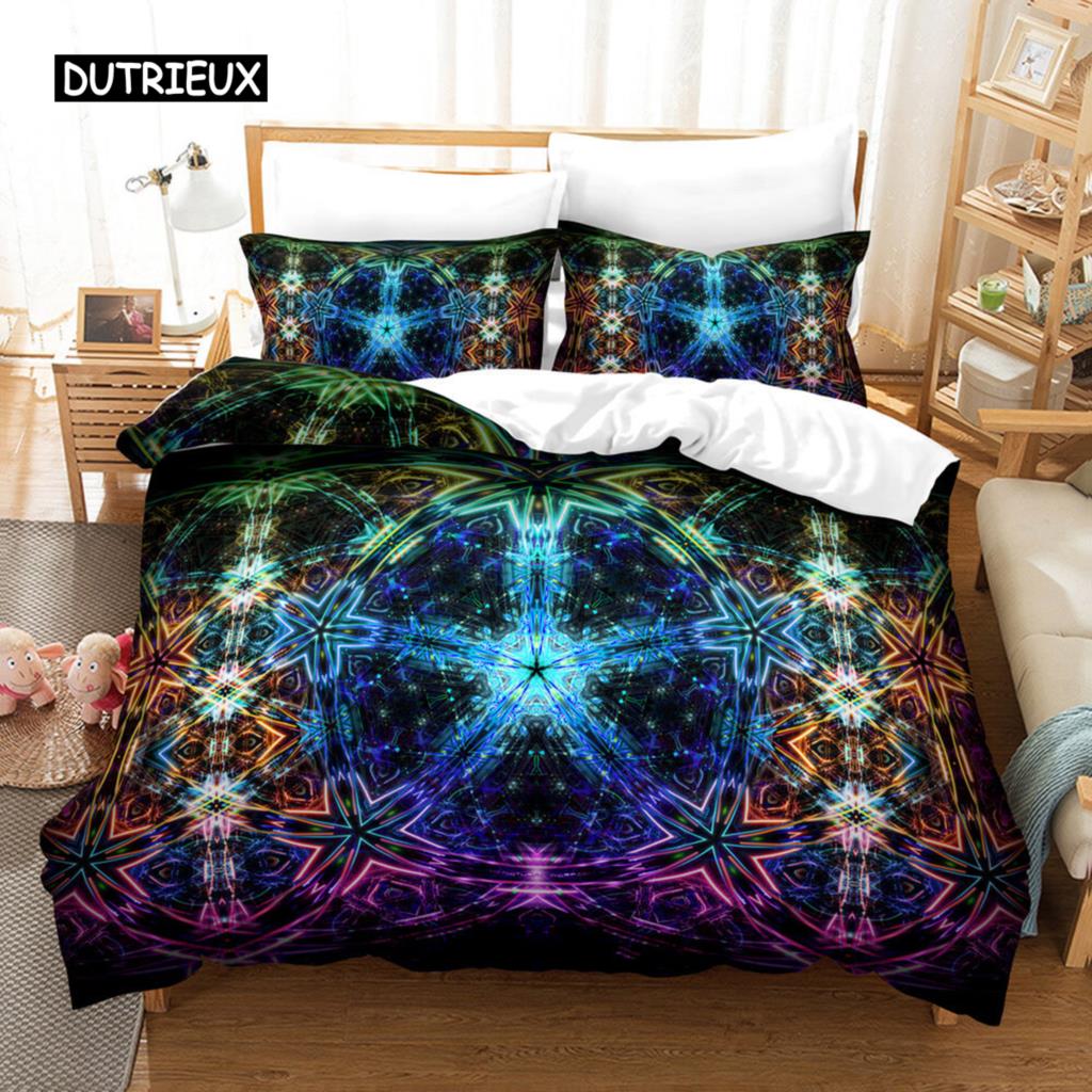 

Комплект постельного белья с изображением психоделического спирали в ярких радужных цветах, комплект постельного белья King Size, деформированное космическое одеяло EU single(135x200cm)