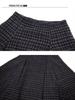 UNBDNS Women's Spring High Waist Irregular Plaid Woolen A-line Umbrella Skirt