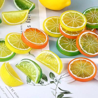 1pc Artificial Plastic Lemon Slices 1/4 Orange Citrus Fake Fruit Slices Home Tabletop Decoration Advertising Photography Photo Props