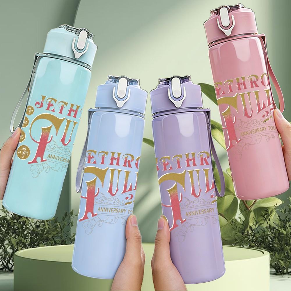 1PC Jethro Tull Retro Band Text Logo Print 750ml Portable Sports Water Bottle Leakproof Gym Outdoor Travel Drink Cup