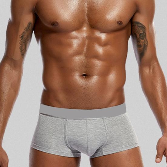 Bokserbukse for menn Mellomhøyt bred elastisk linning Brevtrykk Ensfarget bokserundertøy U-konveks design Truser med høy elastisitet