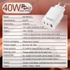 40W PD Type C Fast Charging Charger Quick Charge 3.0 Mobile Phone Power Wall Adapter EU US Plug For    Huawei