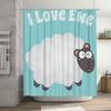 Modern Cartoon Sheep Blue Shower Curtain Soft Fabric Waterproof Home Decoration Bathroom Accessories White Cloud Design for Kids
