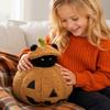 Plush Halloween Pumpkin Toy with Removable Top and Hidden Black Cat Inside Soft Stuffed Animal Halloween Decoration Gift for Kids and Adults