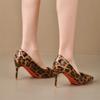 Fashion Sexy Leopard Print Pointed Thin Heel Women's Shoes, Fashionable High Heels, Plus Size Single Shoes 35-42 High Heels