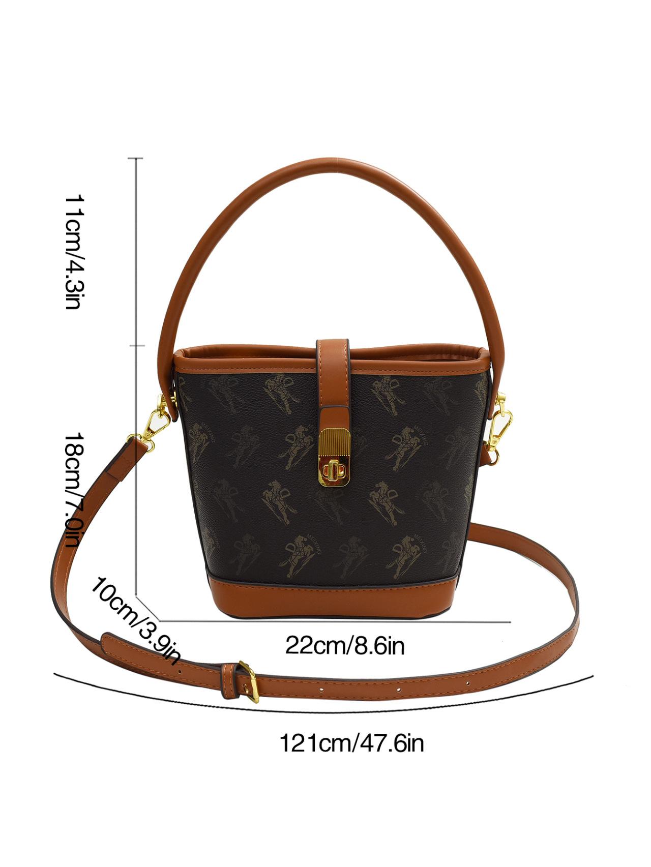 

Сумка женская сумка ретро мода с принтом повседневная сумка-ведро новый тренд универсальная одно плечо женская сумка-мессенджер 18*22*10 чёрный