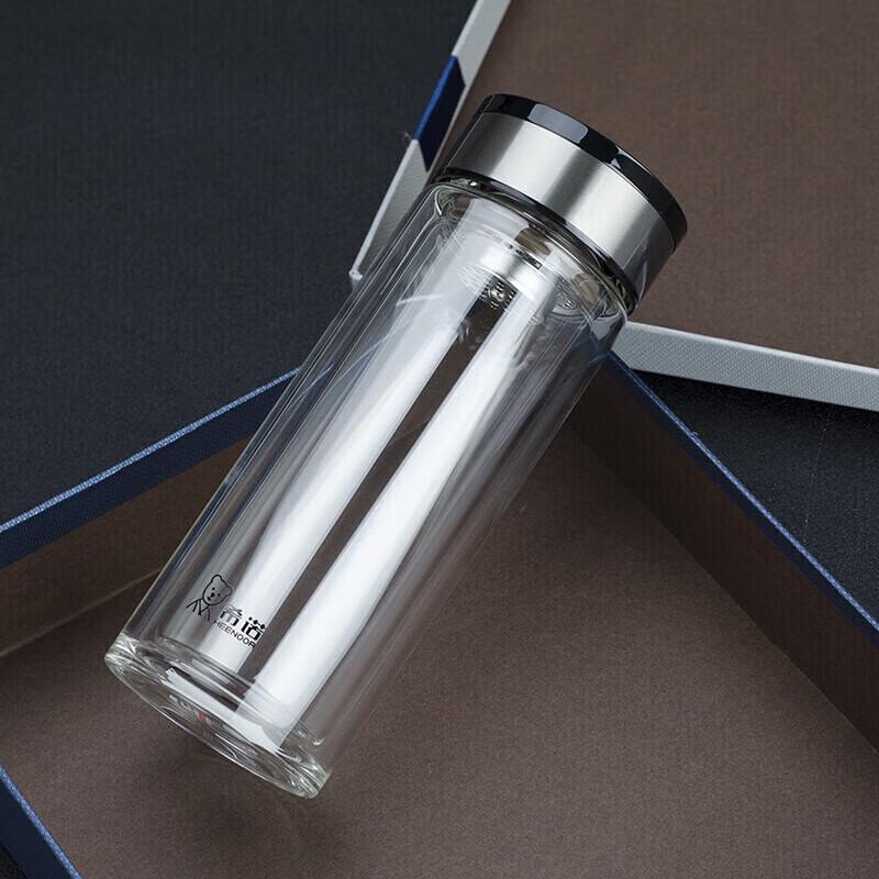 Heenoor Portable Double-Wall Glass Tea Infuser Bottle