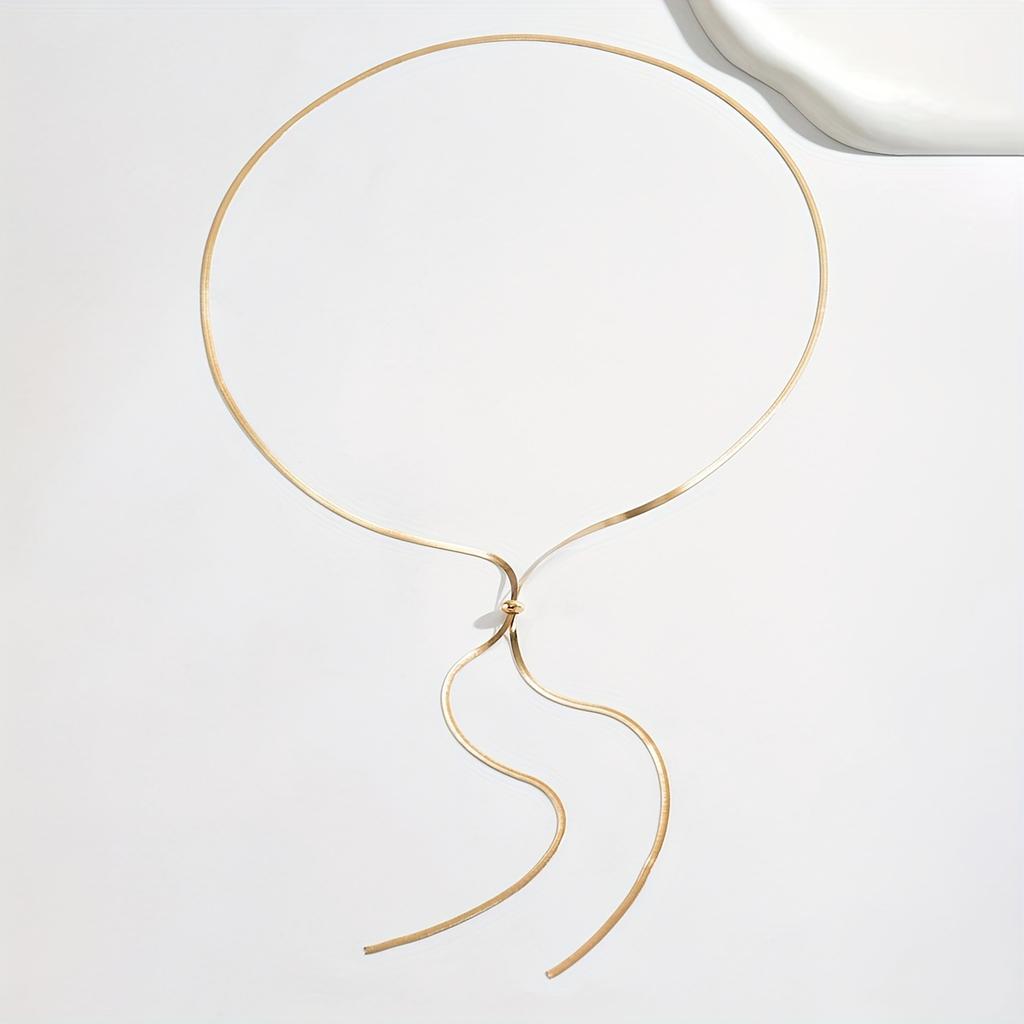 Verstellbare Y-förmige lange Halskette, kein Verblassen, minimalistische Kordel-Pulloverkette, flache Schlangenknochenkette mit Persönlichkeit, Damenhalskette