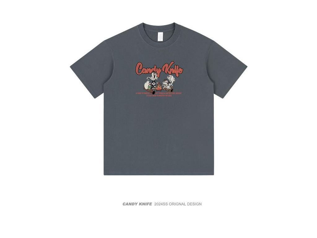 Retro Cartoon Print Short Sleeve Unisex T-Shirt - Pure Cotton, Stylish Summer Fashion