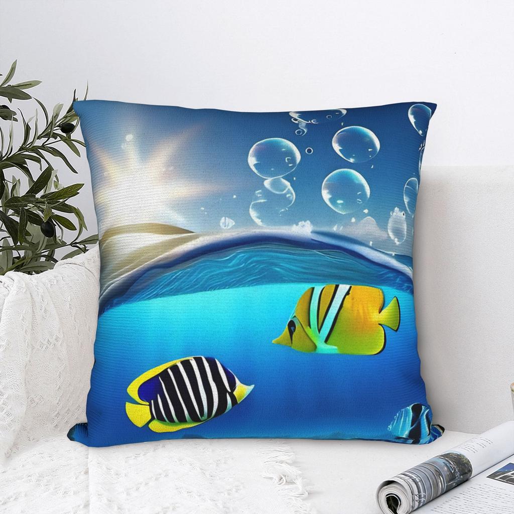 Frutiger Aero Fishies Square Pillow Cases Cushion Covers Awesome Zipper Decor Pillowcase for Seat 40x40cm