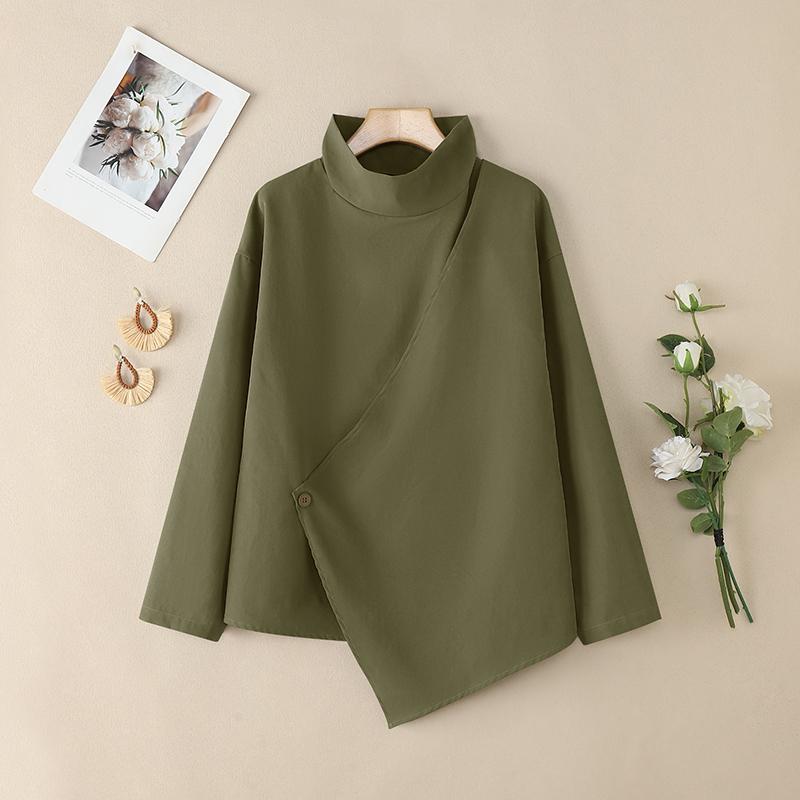 ZANZEA Women Casual Stand Collar Loose Long Sleeve Blouse