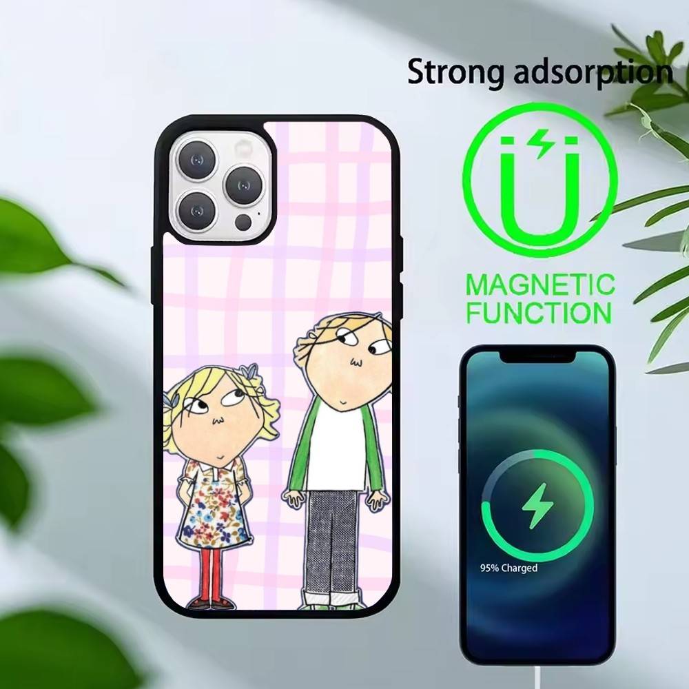 D-Charlie and Lola Cartoon Phone Case For iPhone 14,16,15,13,17,12,Plus,Pro,Max Magnetic For Magsafe Frosted Cover