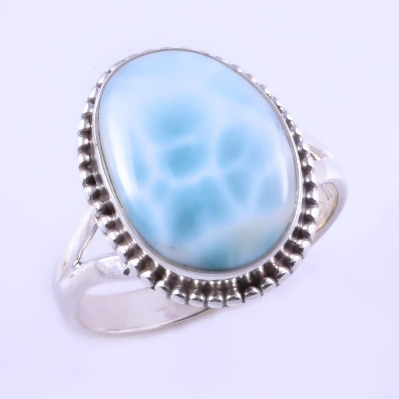 Natural Republic Larimar Gemstone Handmade 925 Sterling Silver Ring S.9" v3B20
