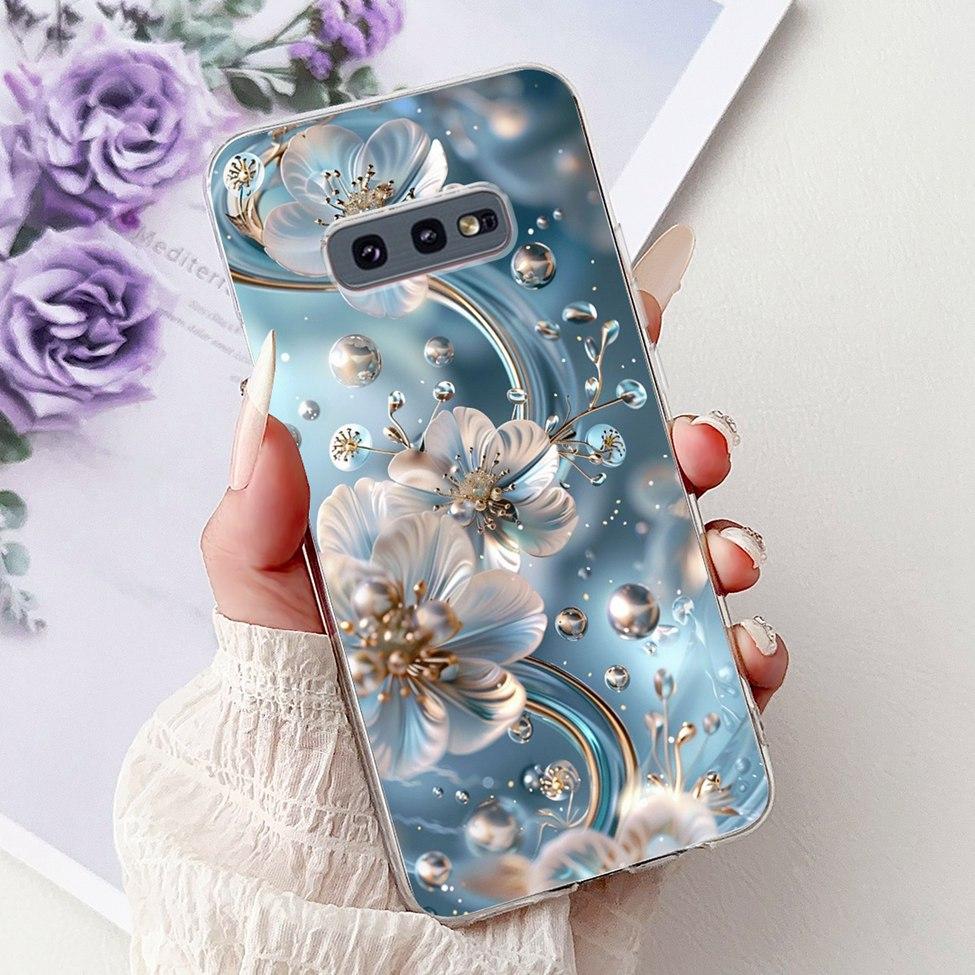 Clear For Samsung S10e Case Cover Luxury Butterfly Love Fashion Flowers Cool Funny Painted Soft Phone Case SM-G970F SM-G9700