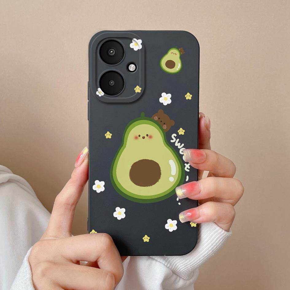 Cover Posteriore Per Xiaomi Poco F5 Pro X6 Pro F6 M6 Custodia per Telefono Avocado Carino Fiore Bello Protezione Fotocamera Opaca Custodie in Silicone Morbido Guscio Capa Per Xiaomi
