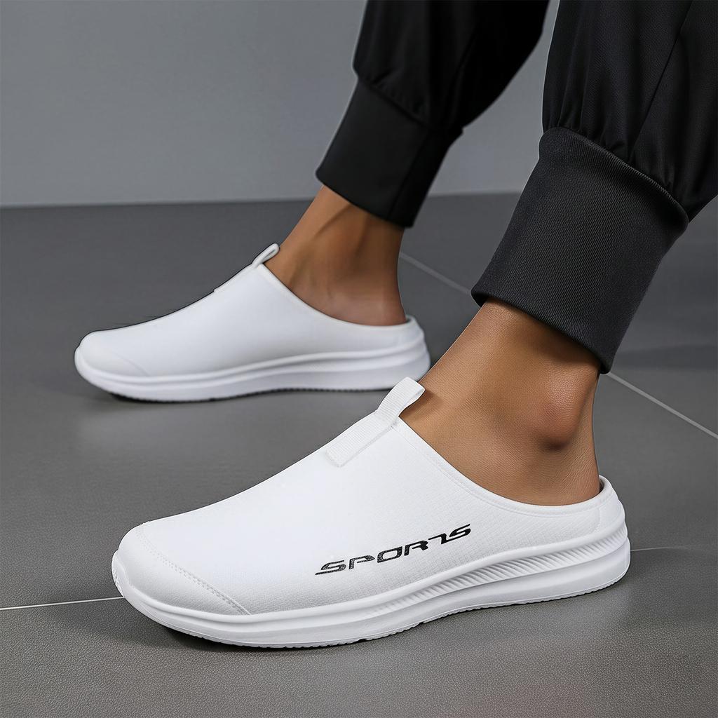 Herren Halbschuhe Große Größe, Sommer Outdoor Atmungsaktive Slip-on Bequemschuhe, Geschlossene Zehenpartie Hinten Offen Lässige Schuhe