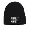 FAITH IT TILL YOU MAKE IT" Print Knitted Cap Beanie, Skullies Beanies Stretchy Versatile Stylish Bobble Hat Knit Hat Beanie