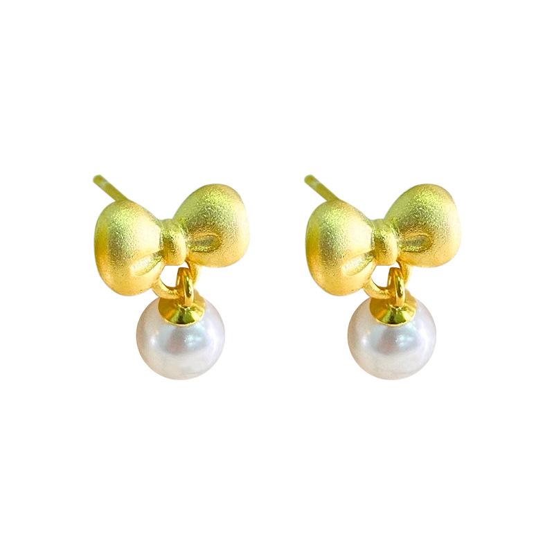 

Милые и симпатичные серьги-бантики с жемчугом, легкие роскошные серьги в стиле принцессы