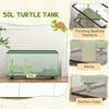 50L Glass Turtle Tank Aquarium with Basking Platform, Easy Drainage, Strip Patch Thermometer