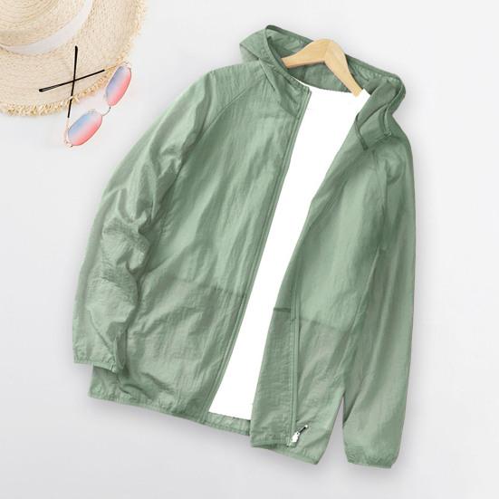 בגדי הגנה מפני השמש צבע אחיד דקים במיוחד נושמים שרוולים ארוכים רפויים עמידים בפני קרינת UV קרדיגן קיץ ספורט חוץ דיג מעיל עם קפוצון בגדי גברים