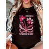 Women'S Er Nurse & International Women'S Day T-Shirt | Black With Pink Floral & Female Empowerment Slogan Print,