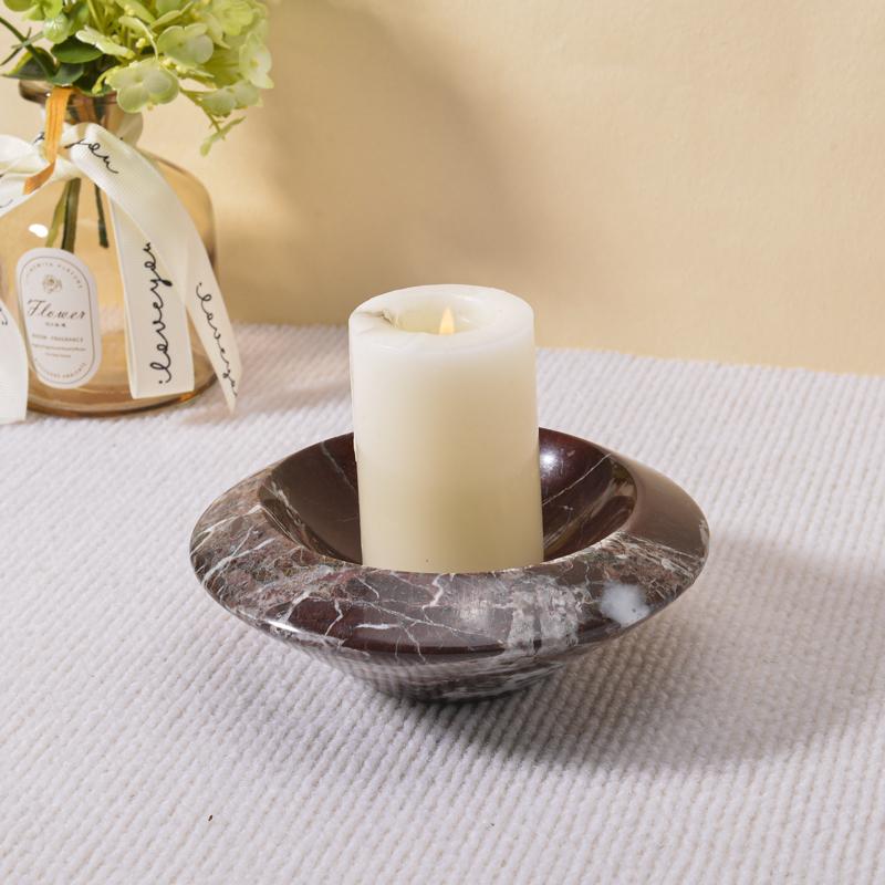 Luxury Nordic Stone Candlestick Stand Mantle Candle Holder for Home Decor Wedding Party Table Centerpieces Marble Candle Bowl