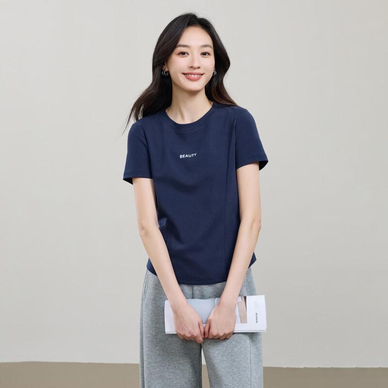 ESE-Y Women s Slim Fit Crew Neck Short Sleeve T-Shirt 2XL темно-синий