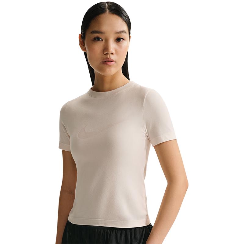 Nike Women s Burnout Logo Short-Sleeve Knit Top S