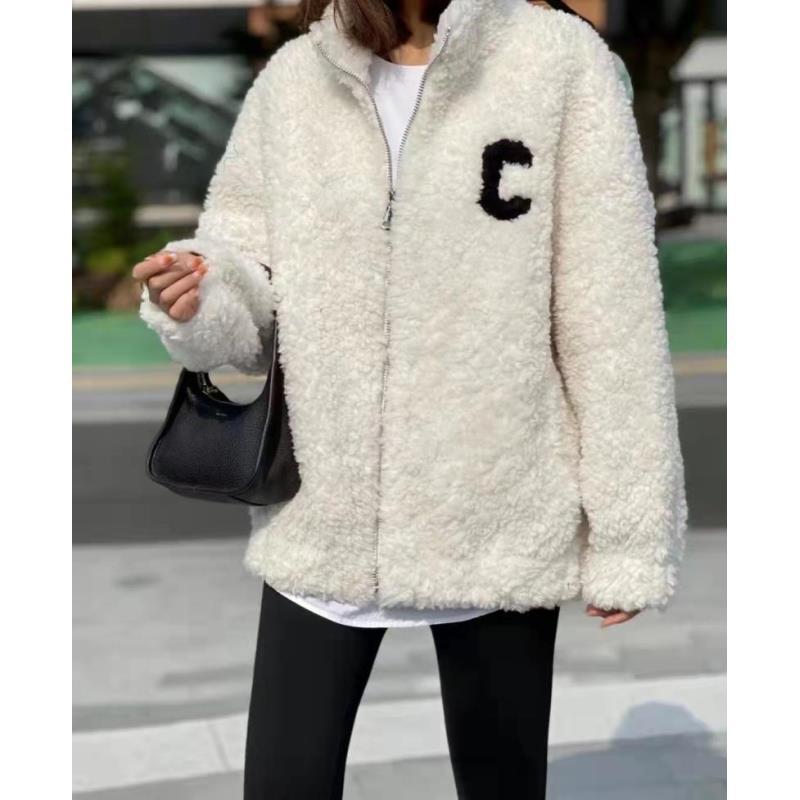 Winter new granular fleece fleece thickened sweater women's stand-up collar thickened cardigan coat women's
