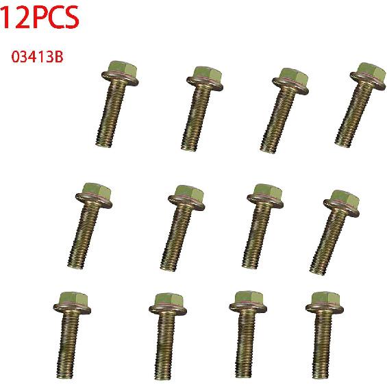 12PCS Exhaust Manifold Header Bolts Hardware Kit 03413B for Chevy GMC LS1 LS2 LT1 LS3 Anti-Corrosion Flanged Bolt Manifold Kit Replacement for