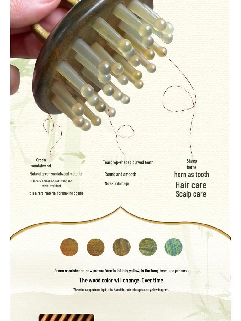 Horn 28-Pin Massage Comb for Meridian Therapy & Shampoo