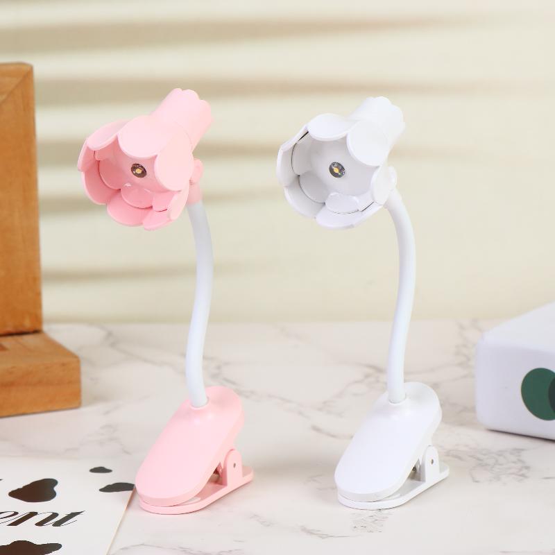 Flower Shaped Clip On Led Reading Light Desk Lamp Mini Eye Protection Book Lamp Warm Soft Light For Dorm Bed Desk Study Decor