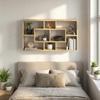 Decorative Wall Shelf, Bookshelf, CD Rack, 8 Cubes, 85 x 14.5 x 47.5 cm, Oak