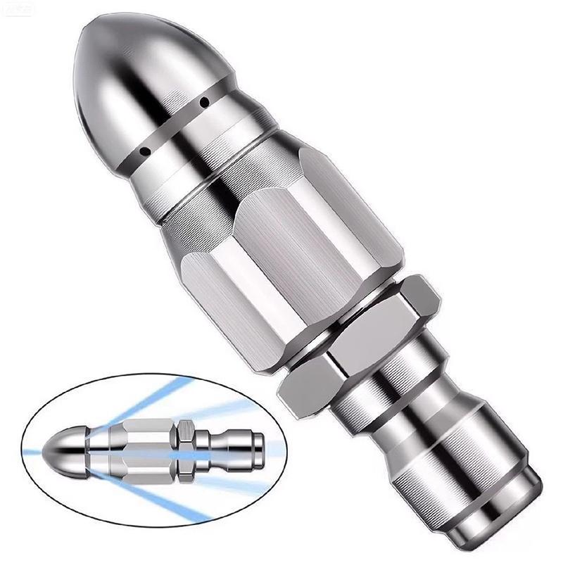 Waterstraal Hogedrukspuitmond Riolering Reinigen 1/4" RVS Hogedrukreiniger Snelkoppeling Afvoerslang Spuitmond Gereedschap Water