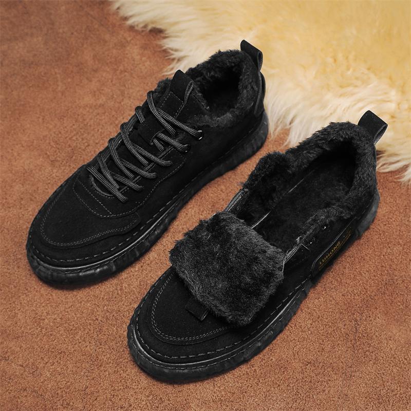 Herren Winterschuhe Herrenmode PU Sportschuhe mit Schnürung Isolierung Low Top Casual Baumwollschuhe Botas Cuturno Masculinas