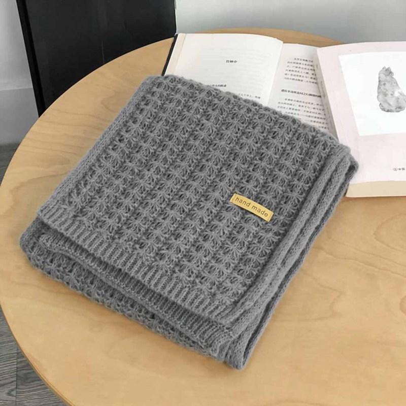 Fashion Winter Warm Scarf For Women Simple Casual Solid Color Thickened Wool Knitted Scarf