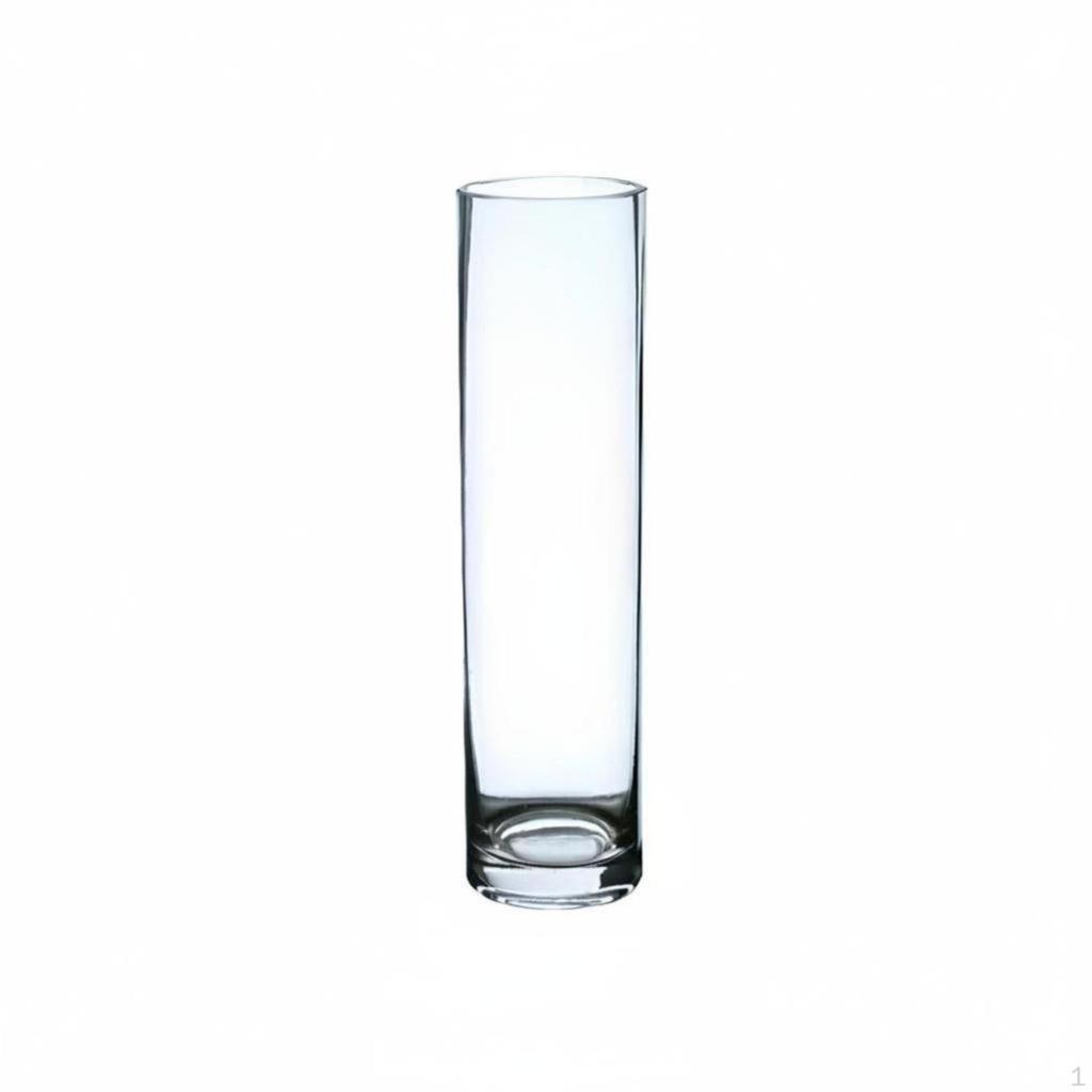 Modern Minimalist Glass Vase, Cylindrical Transparent Flower Container, Countertop Decor for Living