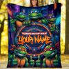Custom Name Teenage Mutant Ninja Name Flannel Fleece Blanket Cozy Warm Throw Blanket For Couch Bed Travel All Season Use