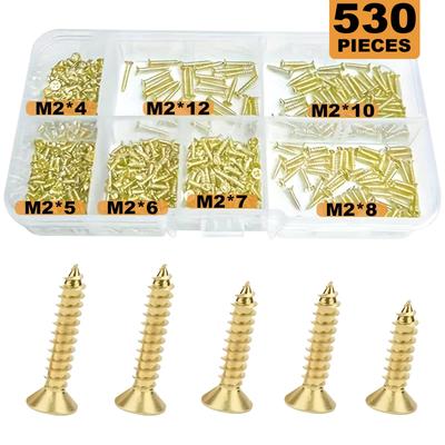 Kit Combiné de 530 Vis Autotaraudeuses M2 avec Écrous de Blocage et Vis à Bois - Parfait pour les Projets DIY et l'Usage Professionnel