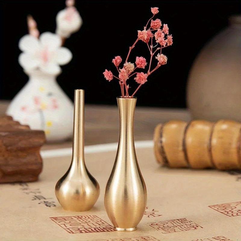 1pc Mini Pure Copper Vase Gold Home Decor Living Room Decoration Antique Vase Tall Vase Unique Flower Vase Nordic Vase