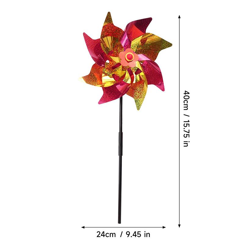 Colorful Bird Repellents Windmill Outdoor Wind Spinners for Yard Garden Lawn Laser Sparkly Reflective Pin Wheels Bird Repeller