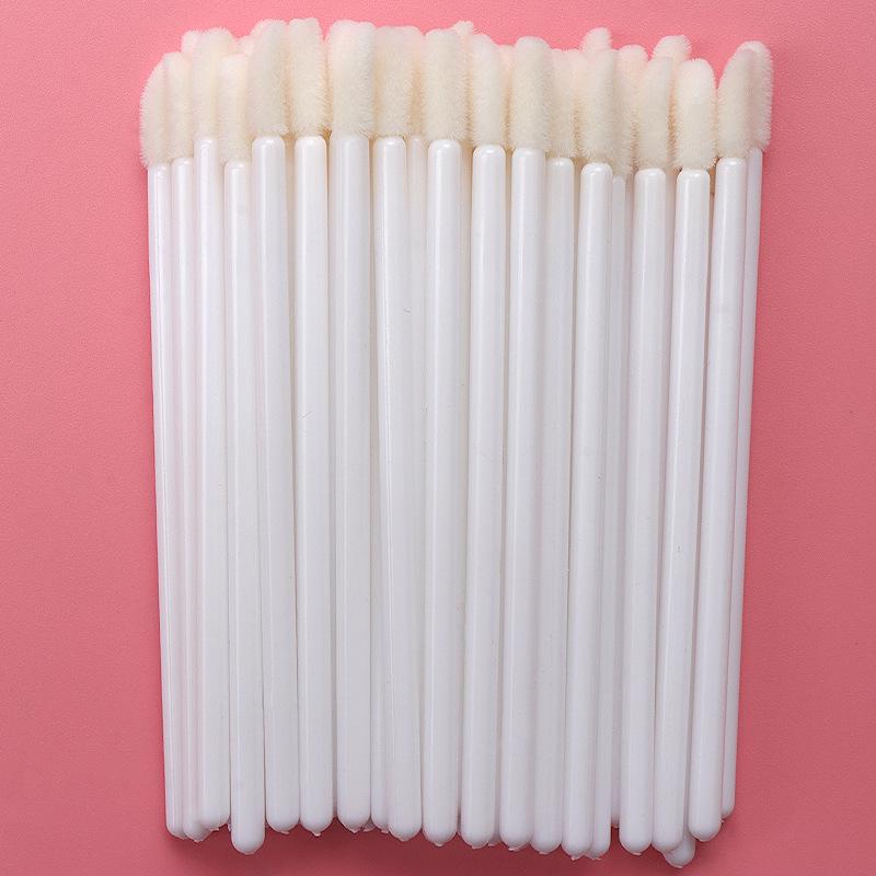 

50-Pack Disposable Flocked Lip Brushes - Mini Portable Lipstick & Gloss Applicators